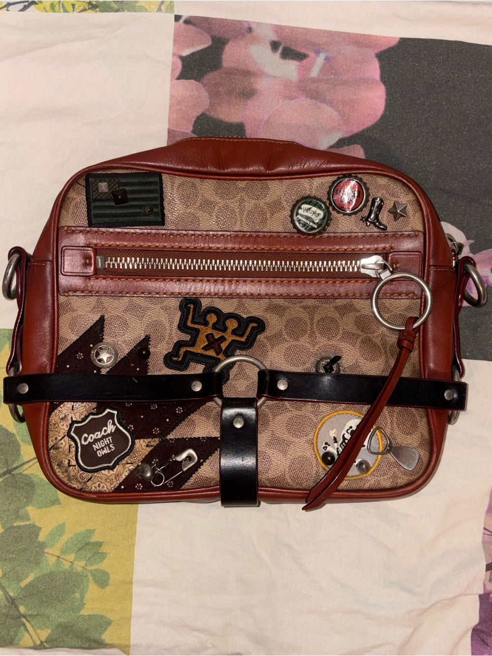 Coach X Keith Haring Patchwork Signature Canvas Messenger in Brown and Black